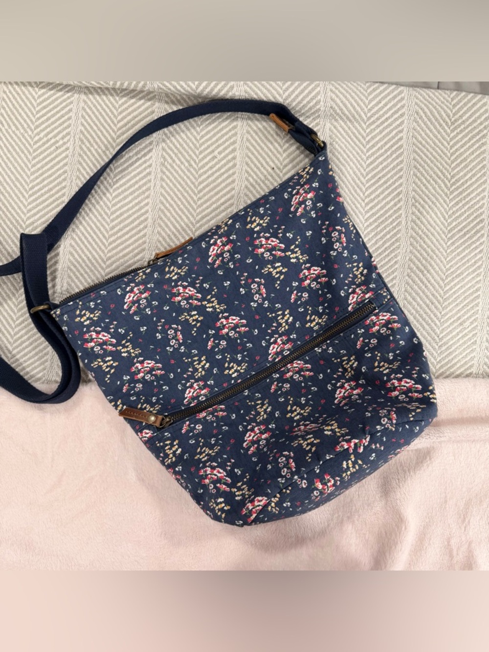 Fat Face Navy Floral Shoulder Bag